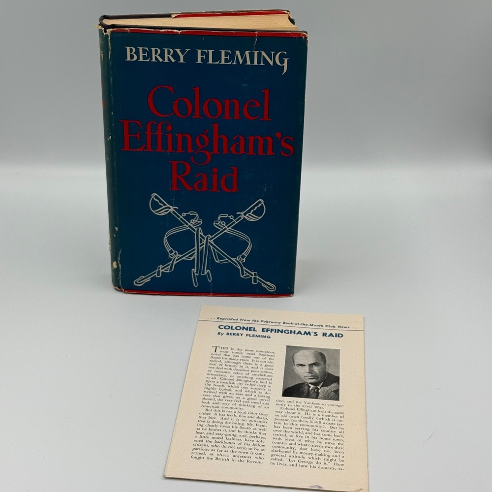 Colonel Effingham's Raid Berry‎ Fleming 1943 HC Book Dust Jacket BOMC Insert